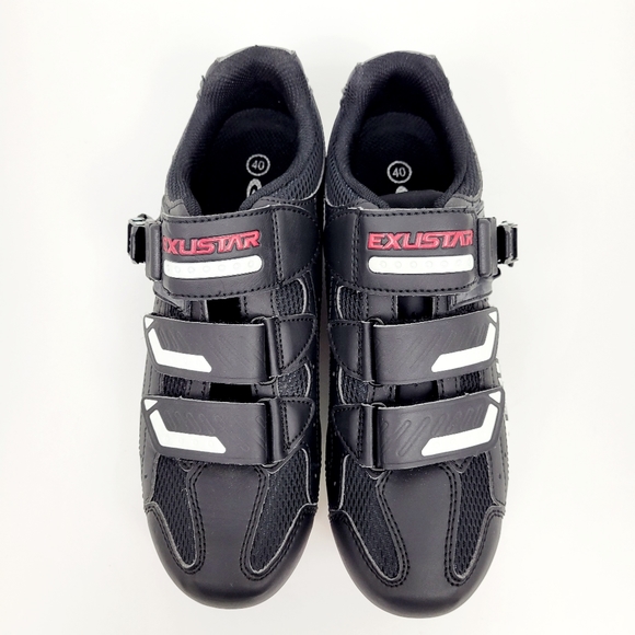 Exustar E-SM308B MTB Cycling Shoe Men 7 US/40EU~Women 8.5 US~White Black Red~NEW - Picture 8 of 12
